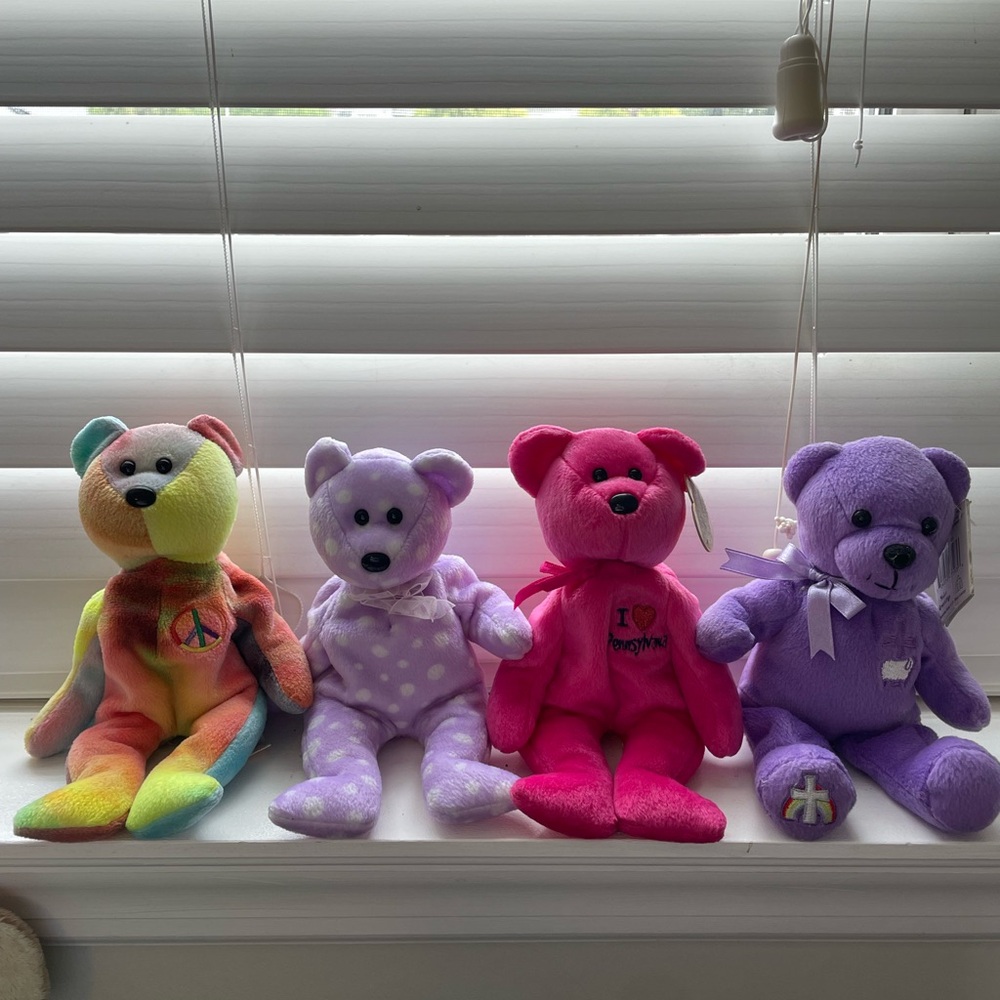 Assorted TY Colorful Plush Bear Set